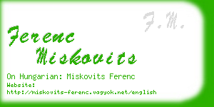 ferenc miskovits business card